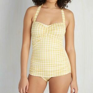 Modcloth gingham one piece bathing suit swimsuit.